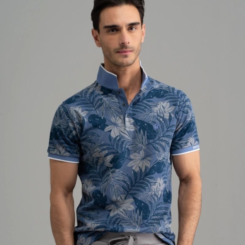 Ragazzo con Polo uomo mezza manica tinto filo stampata